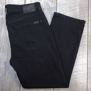7 For All Mankind Jeans Mens 36x28 Slimmy Slim Straight Mid Rise Black Denim